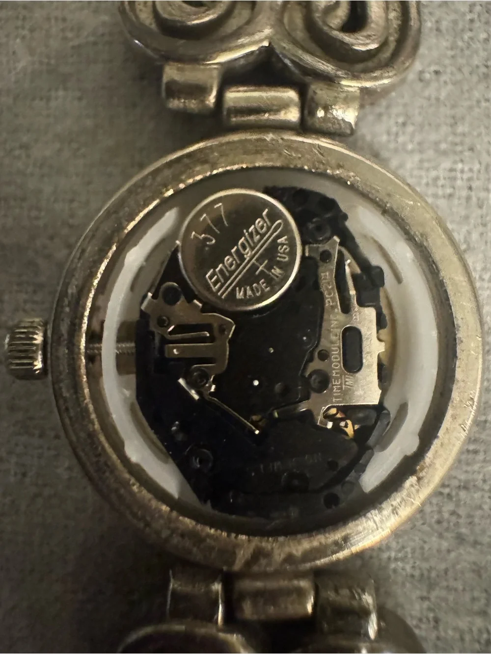 MARINA Black Leather Strap Watch with Silver Heart Accents